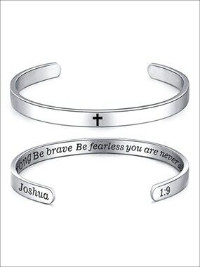 Stainless Steel Cuff Bracelet Bible Verse Inspirational Bangle Gift for Her